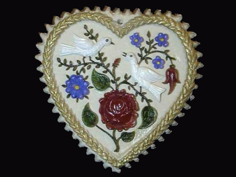 Heart with Rose and Birds